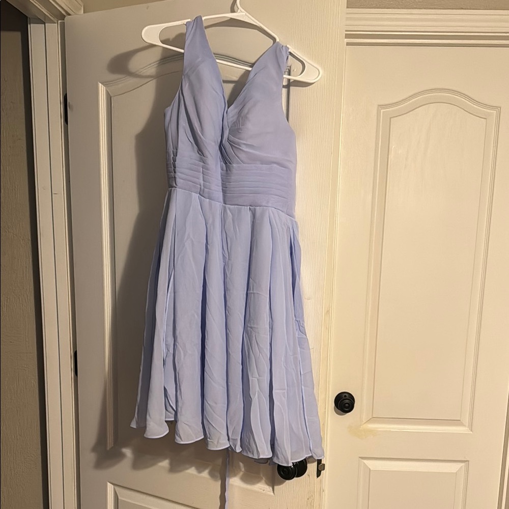 Chic Light Blue V-Neck Dress